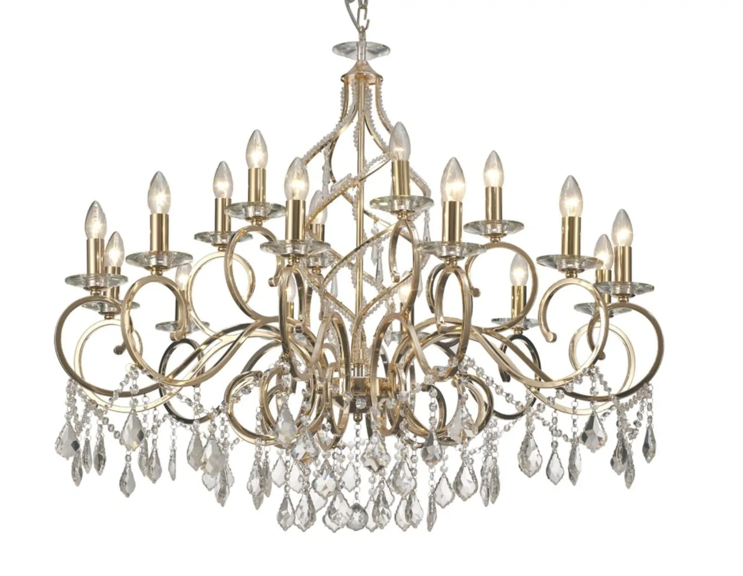 Torino Crystal 18 Light Chandelier by Diyas IL303212+6 with French Gold Frame
