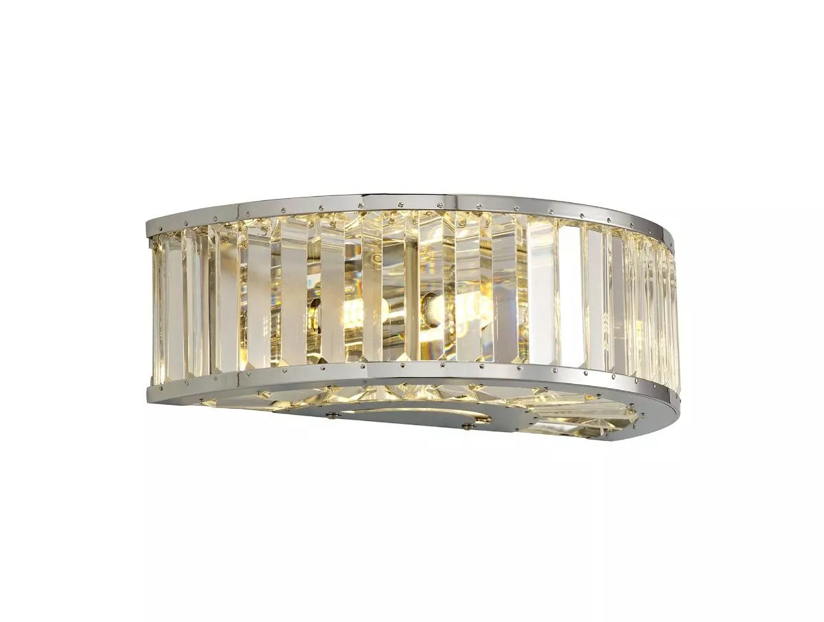 Torre Crystal Triple Wall Lamp with Polished Chrome Frame by Diyas