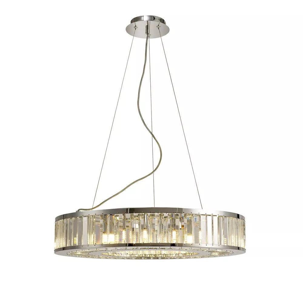 Torre Crystal 9 Light Pendant with Polished Chrome Frame by Diyas IL30079