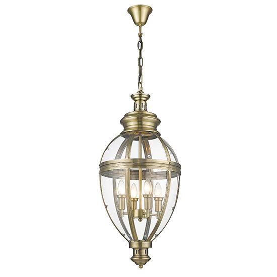 Antique brass LX-Victoria 4 bulb ceiling pendant light LXVICT036AB4PEND