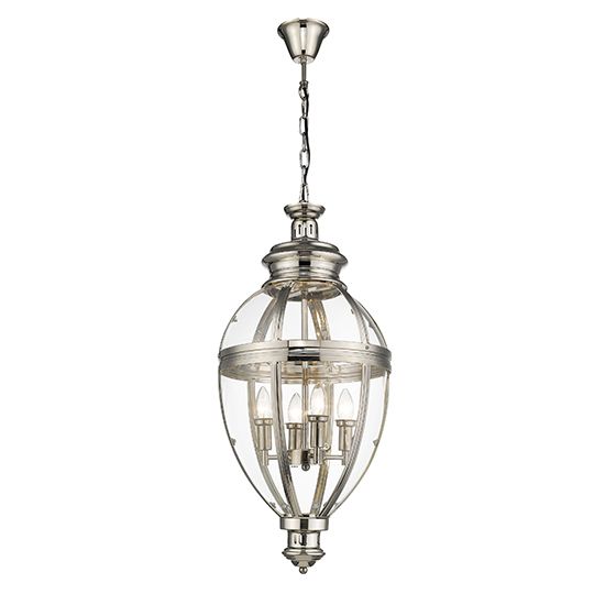 VICT036NC4PEND by  LX-Victoria 4 bulb ceiling pendant light in nickel.