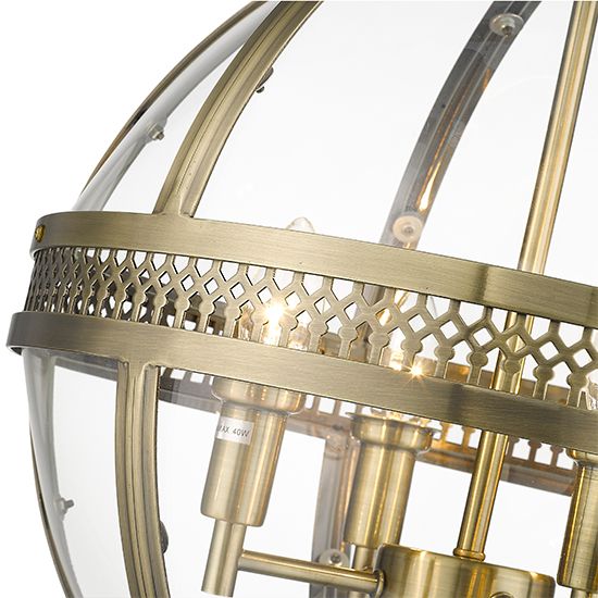 Antique Brass LX-Victoria Round Ceiling Pendant Light with 4 Bulbs LXVICT043AB4PEND