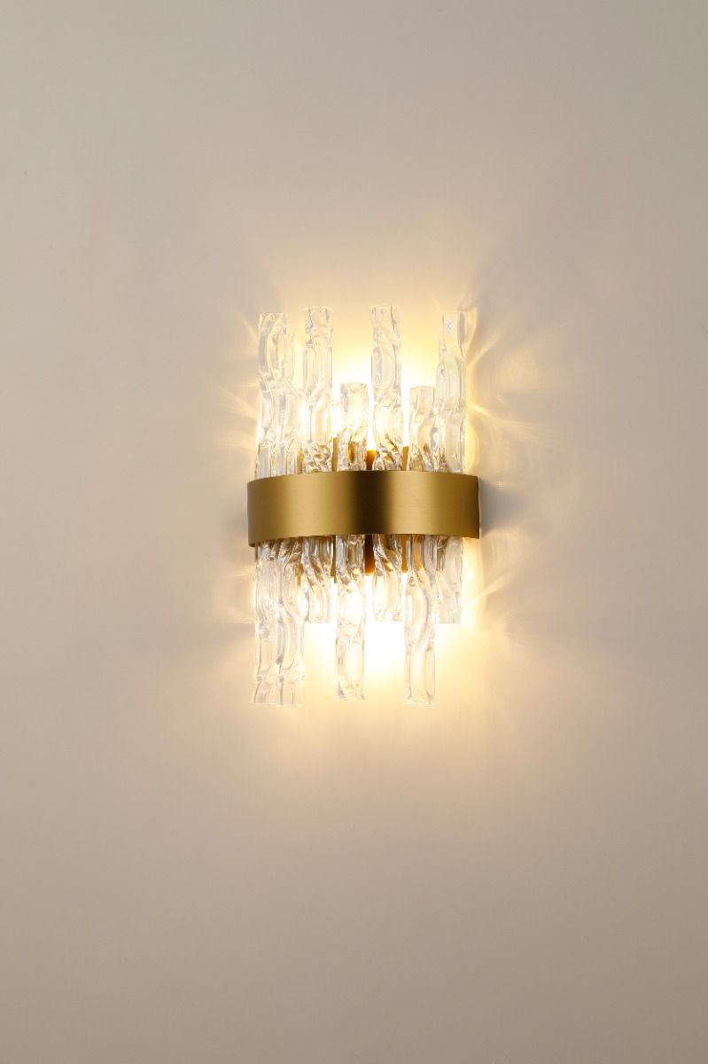 AVI/WB2121-2A is the Avivo Fantasia Plus Wall Light Crystal Matte Gold.