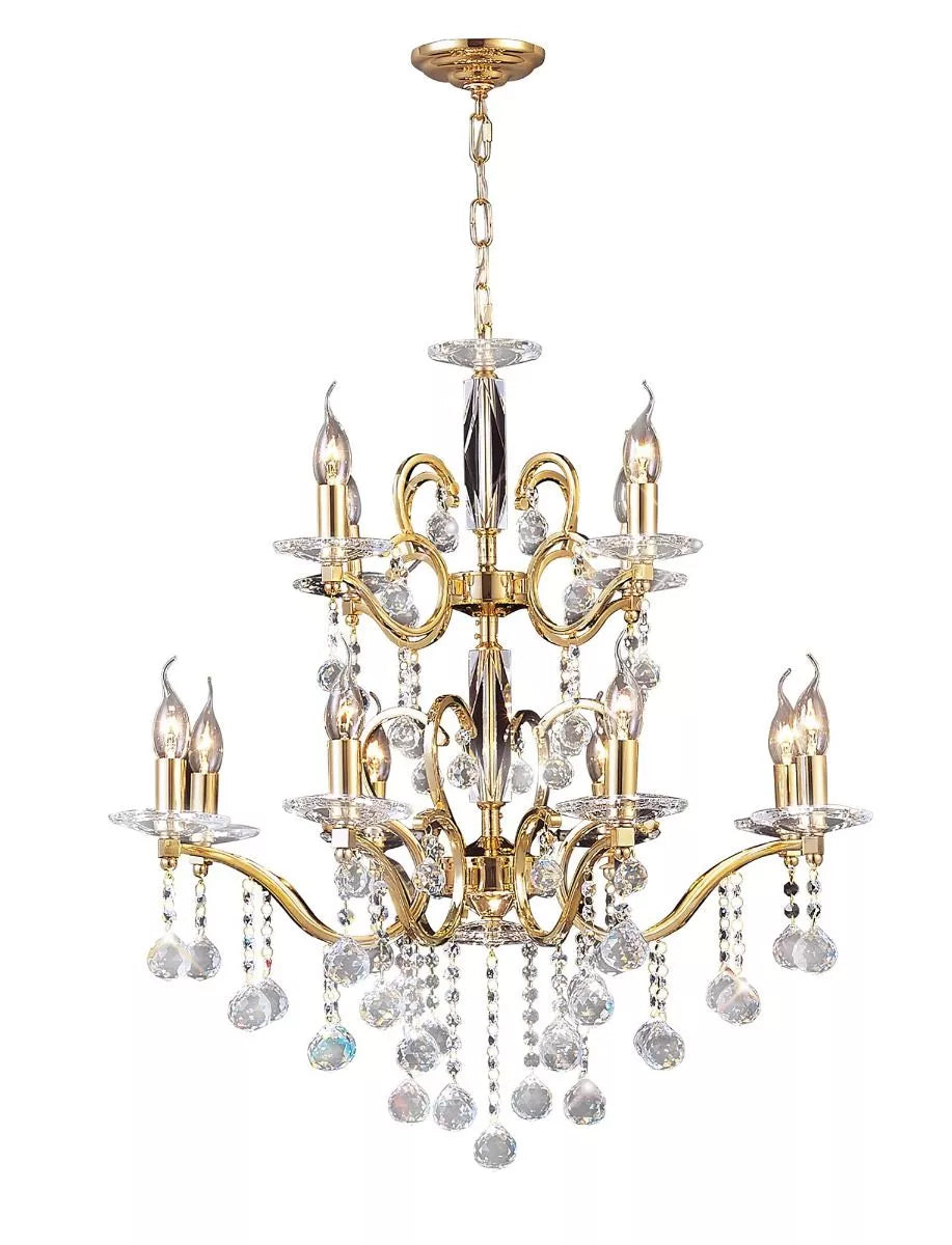 Zinta Pendant 2 Tier 12 Light French Gold Crystal Diyas IL30228+4