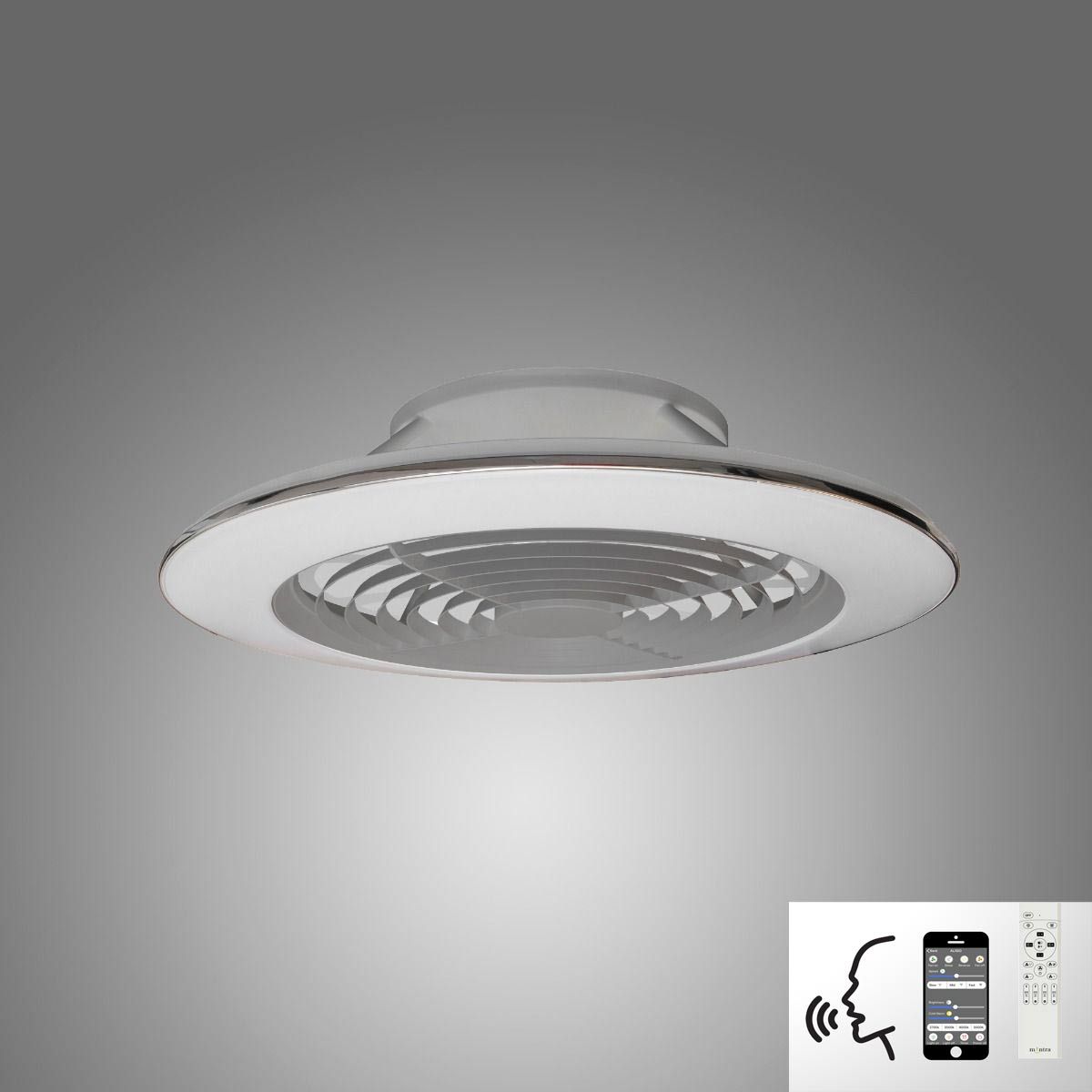 M7491 Mantra Alisio XL Silver Ceiling Fan 95W LED Light Dimmable Remote Controlled