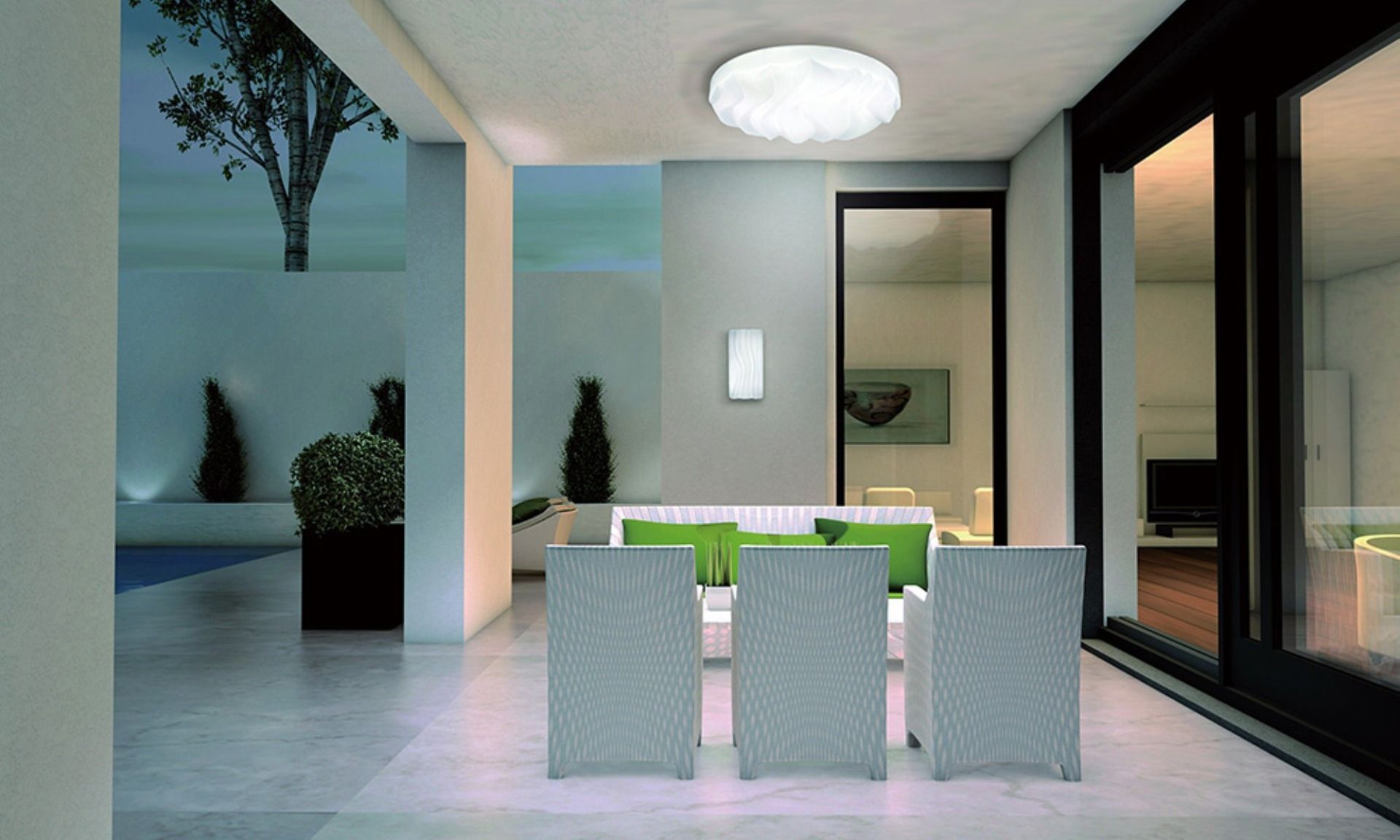 M5040 Mantra Arena Ceiling Wall Light Large Round 45W LED IP44 3000K 4050lm Matt Acrylic