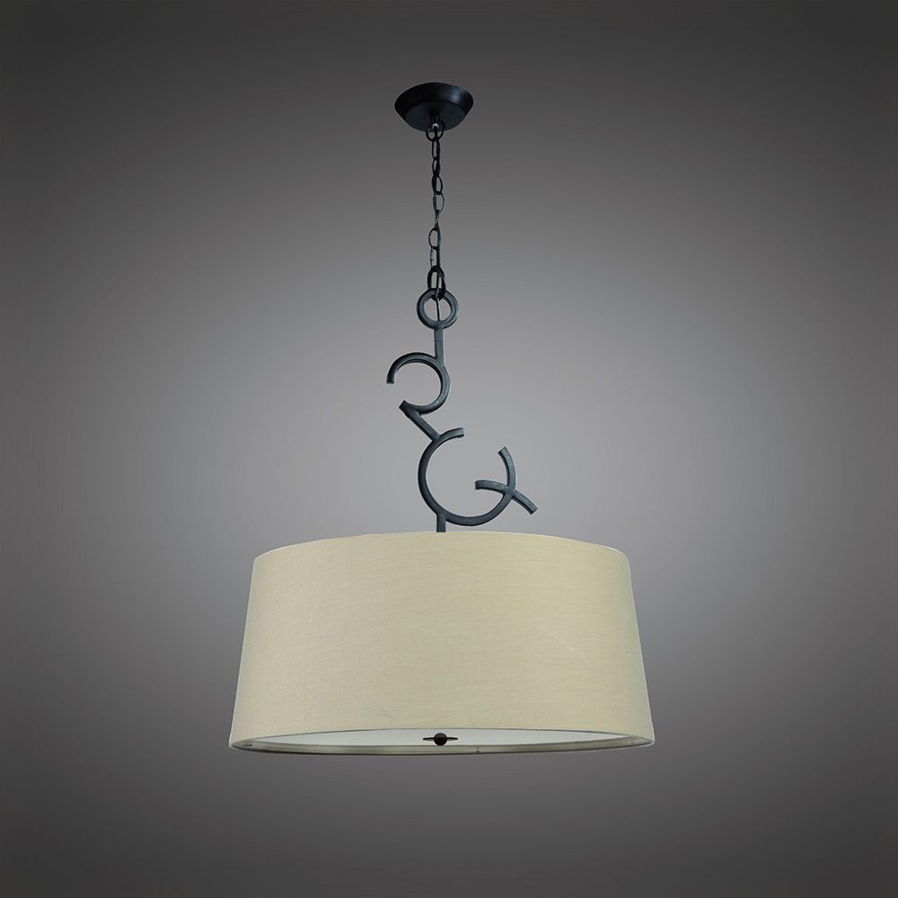M5213 Mantra Argi Pendant 3 Light E27 Round Taupe Shades Brown Oxide
