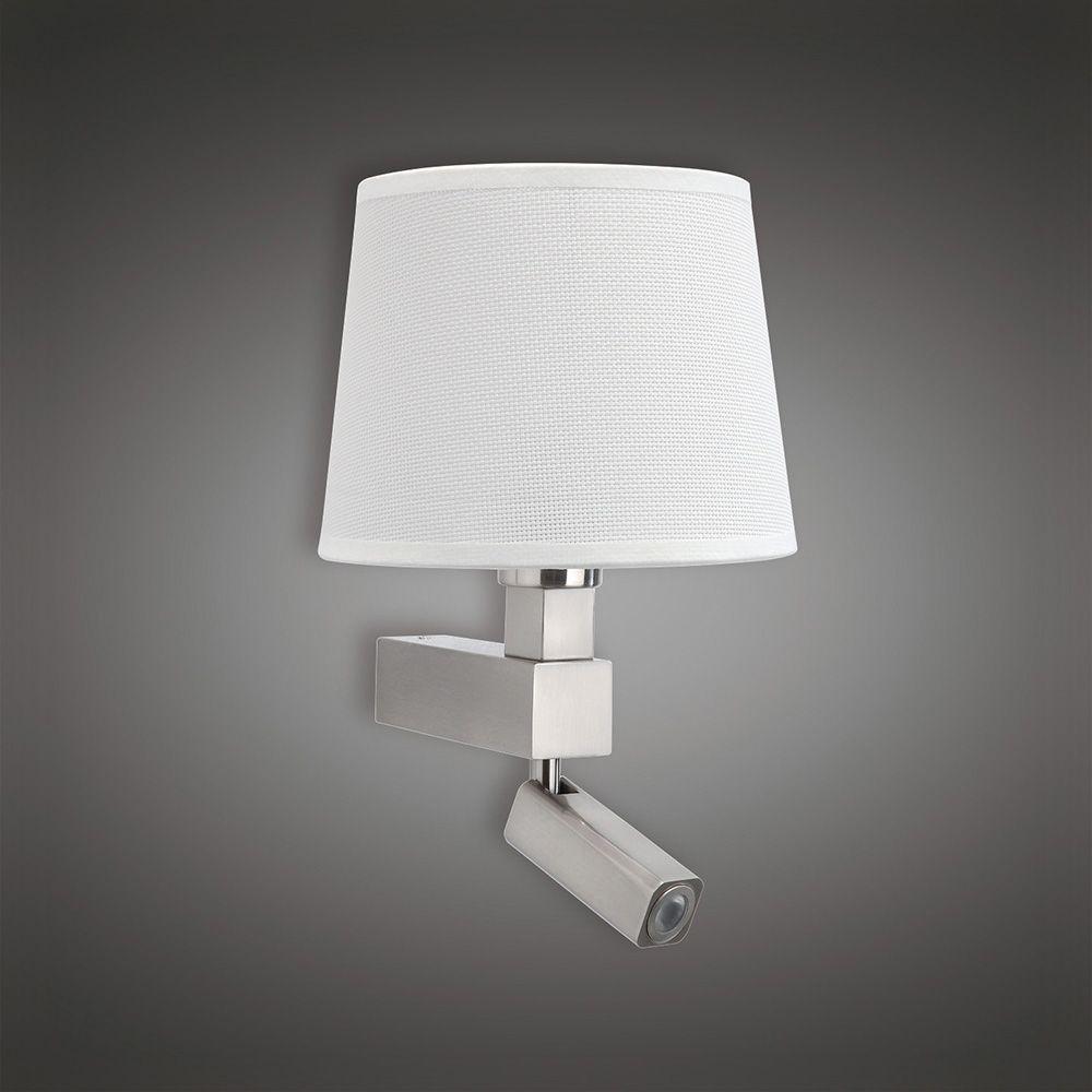 M5234 Mantra Bahia Wall Lamp 1 Light out Shade E27 Reading Light 3W LED Satin Nickel 4000K 200lm