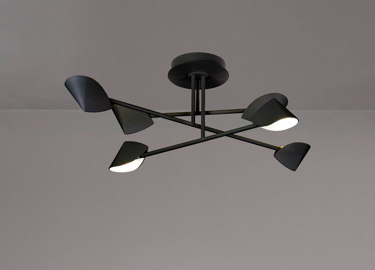 MAN/M7581 Mantra Capuccina 6 Light Semi Flush Fitting Black