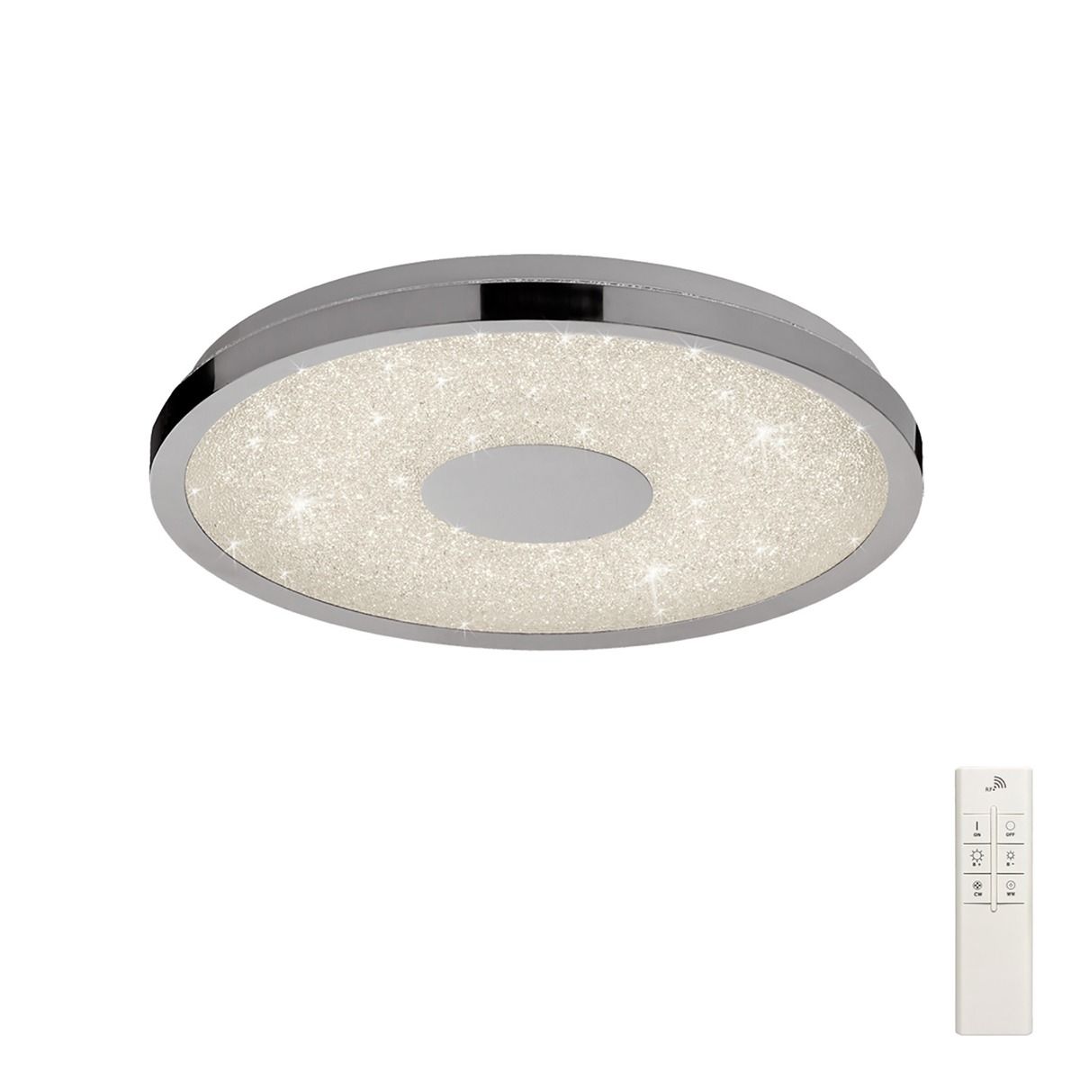 Mantra M5931 Centara 38cm LED Flush Ceiling Fitting Polished Chrome Remote Control Tuneable 3000K-6500K