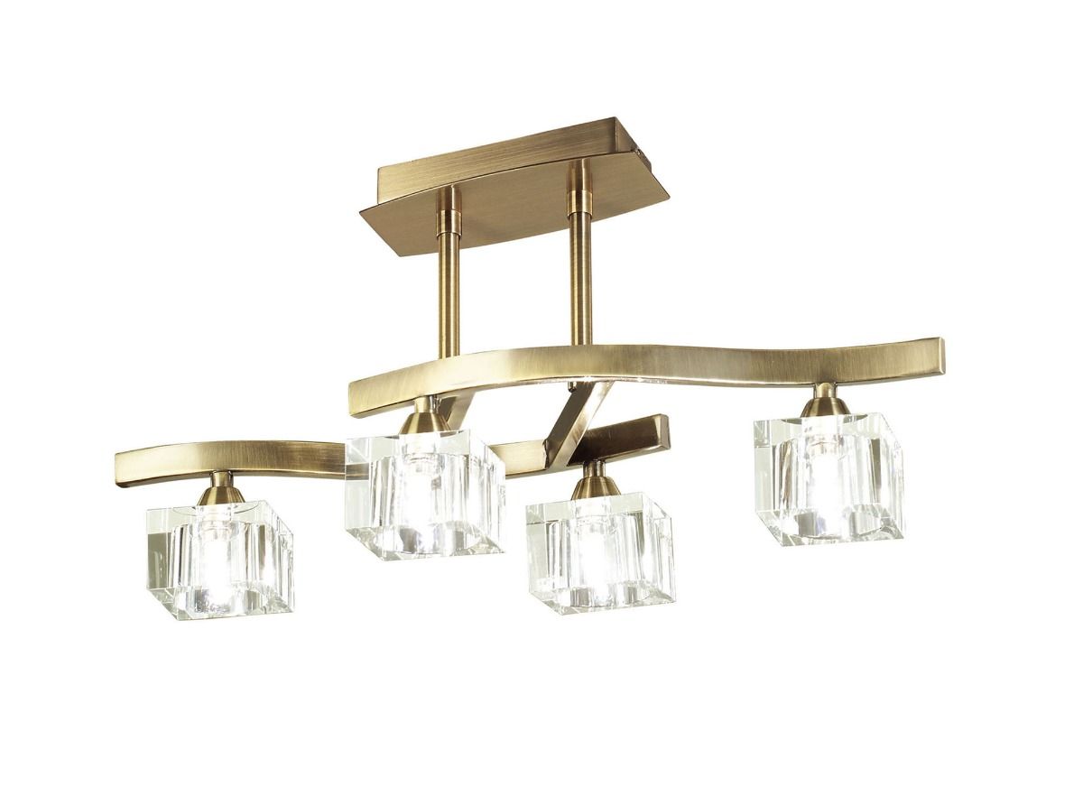 M0967AB Mantra Cuadrax Semi Flush Ceiling 4 Light G9 Antique Brass