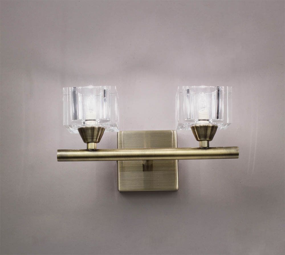 M2364AB/S Mantra Cuadrax Switched Double Wall Fitting G9 Antique Brass