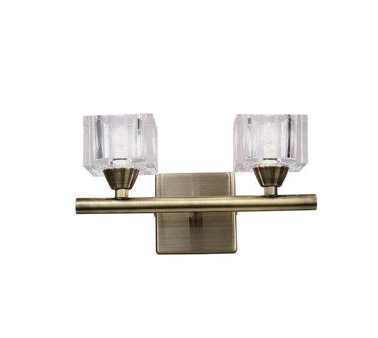 M2364AB/S Mantra Cuadrax Switched Double Wall Fitting G9 Antique Brass