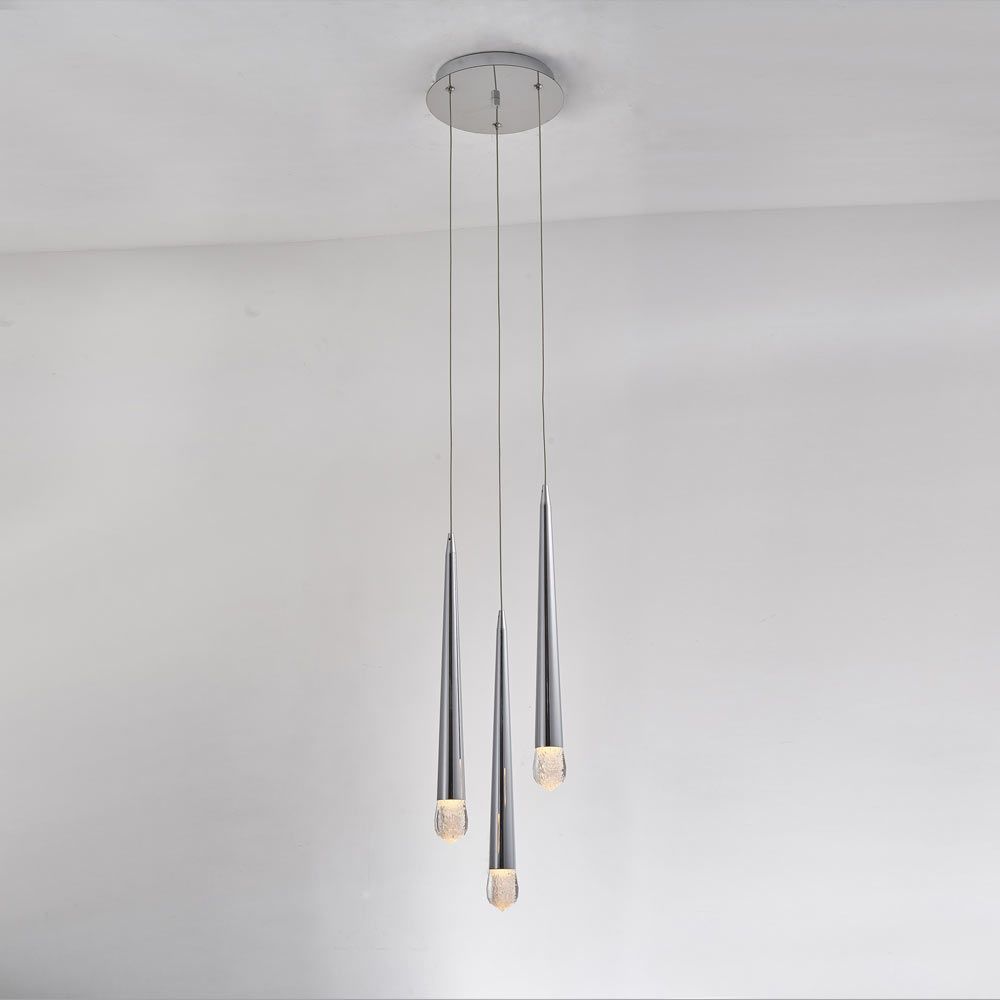 PD2309-3A CH Avivo Droplet 3 Light LED Pendant Chrome Ceiling Fitting