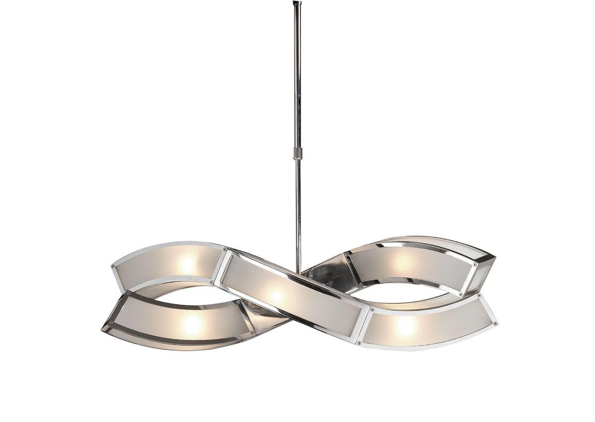 M0388 Mantra Duna E27 Pendant 2 Arm 6 Light E27 Polished Chrome White Acrylic