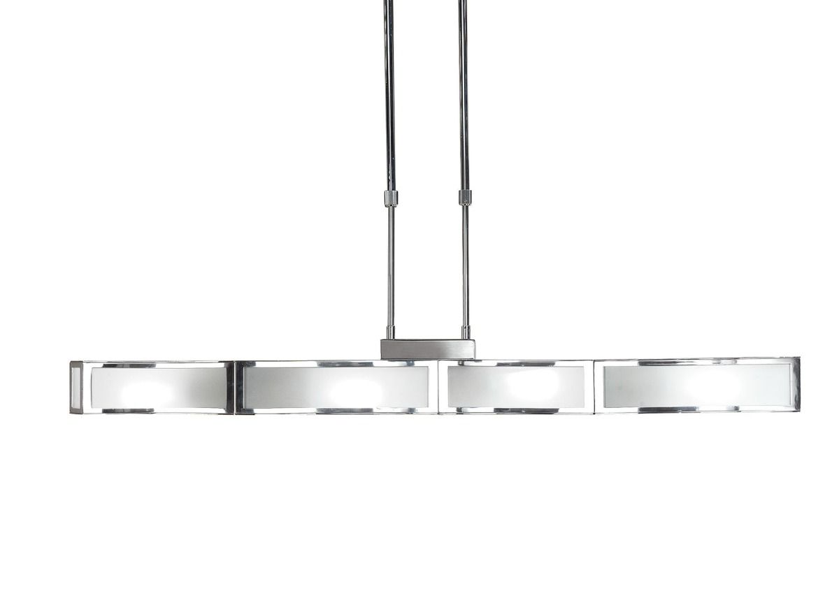 M0397 Mantra Duna E27 Pendant 4 Light E27 Bar Polished Chrome White Acrylic