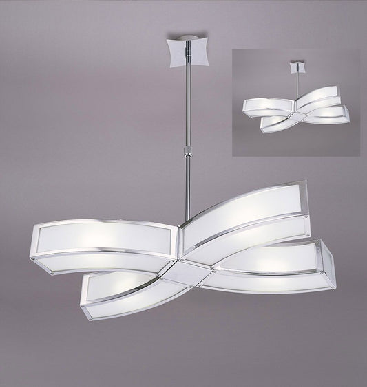 M0404 Mantra Duna E27 Pendant 4 Light E27 Polished Chrome White Acrylic
