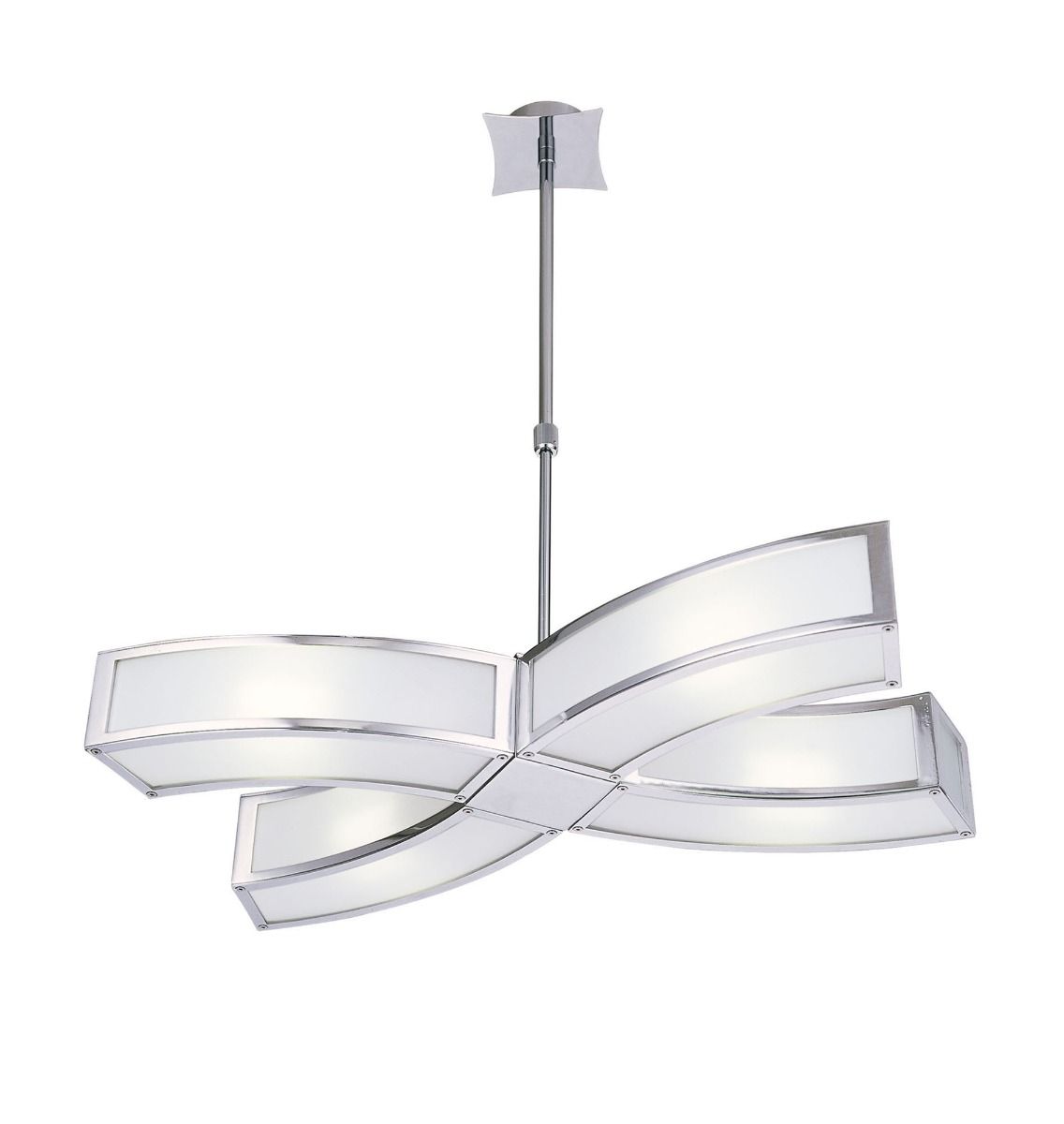 M0404 Mantra Duna E27 Pendant 4 Light E27 Polished Chrome White Acrylic