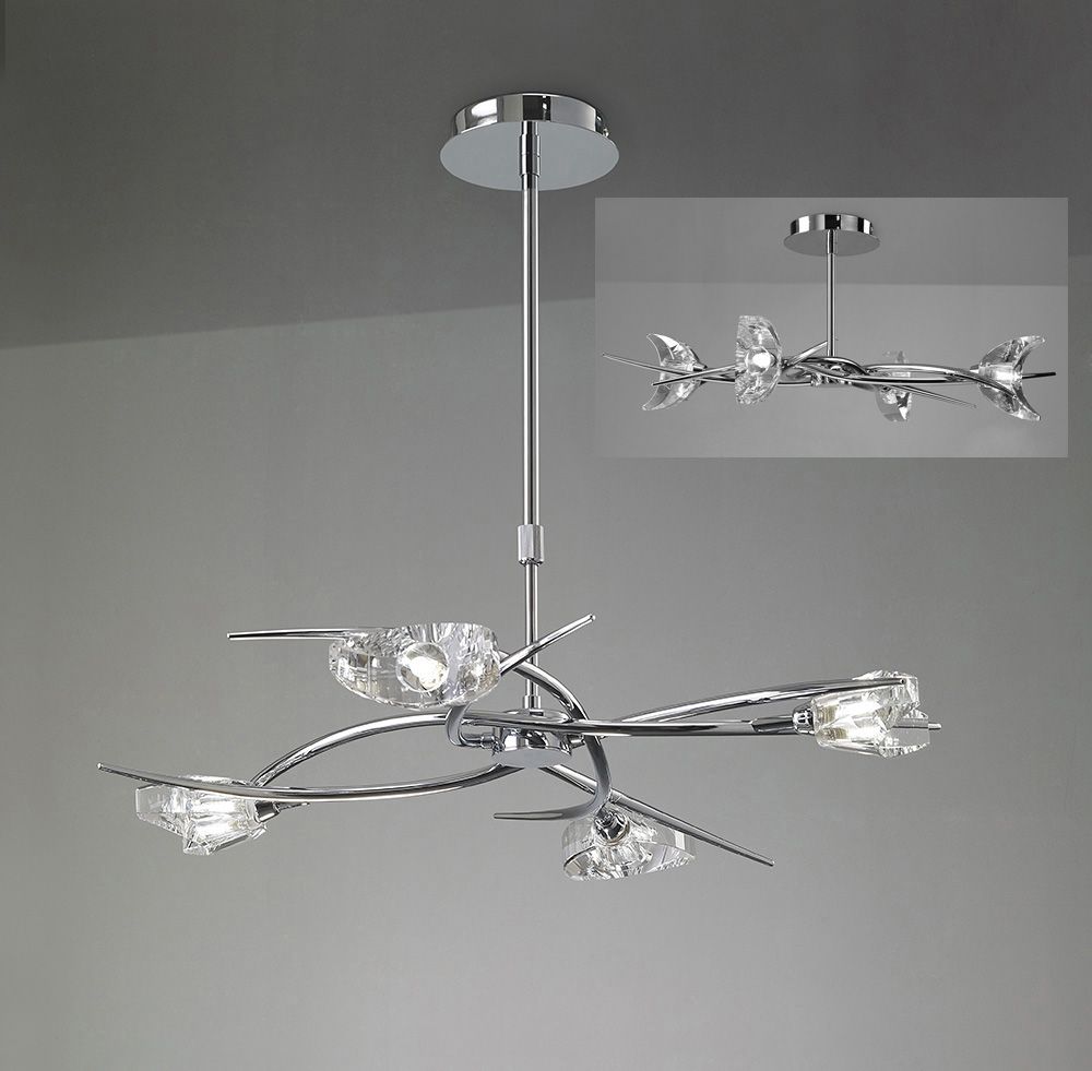 M1453 Mantra Eclipse Telescopic Semi Flush Convertible 4 Light G9 Polished Chrome