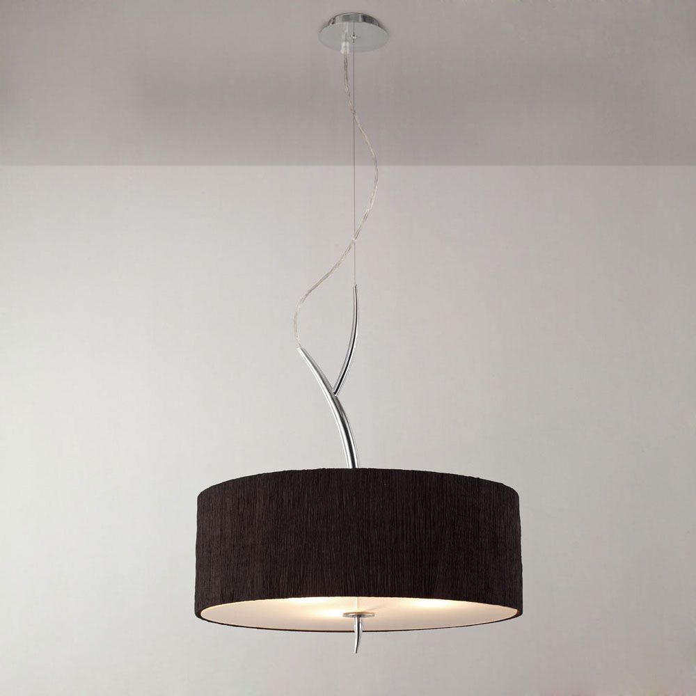 M1133 Mantra BS Eve Pendant Fitting 3 Light E27 Polished Chrome Black Round Shade