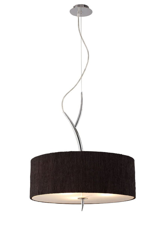 M1133 Mantra BS Eve Pendant Fitting 3 Light E27 Polished Chrome Black Round Shade