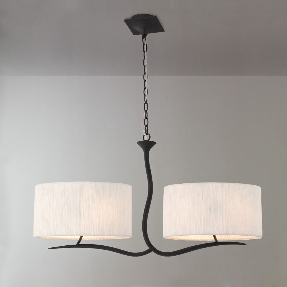 M1150 Mantra Eve Pendant Fitting 2 Arm 4 Light E27 Anthracite White Oval Shades