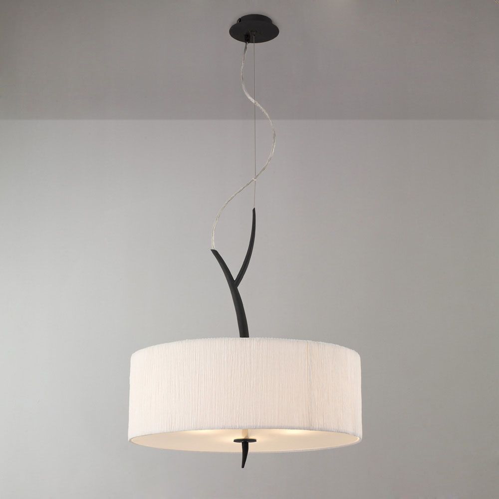 M1153 Mantra Eve Pendant Fitting 3 Light E27 Anthracite White Round Shade