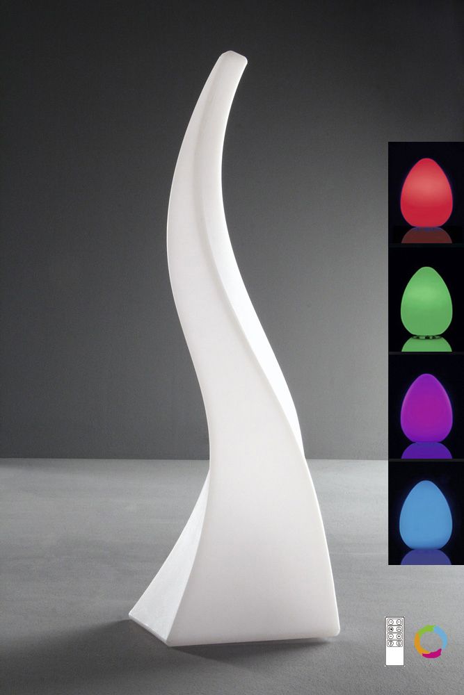 M1381 Mantra Flame 1lt White Outdoor Colour Changing Floor Table Lamp