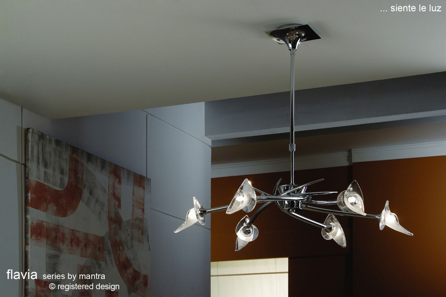 M0301BC Mantra Flavia Pendant 6 Light Round Black Chrome