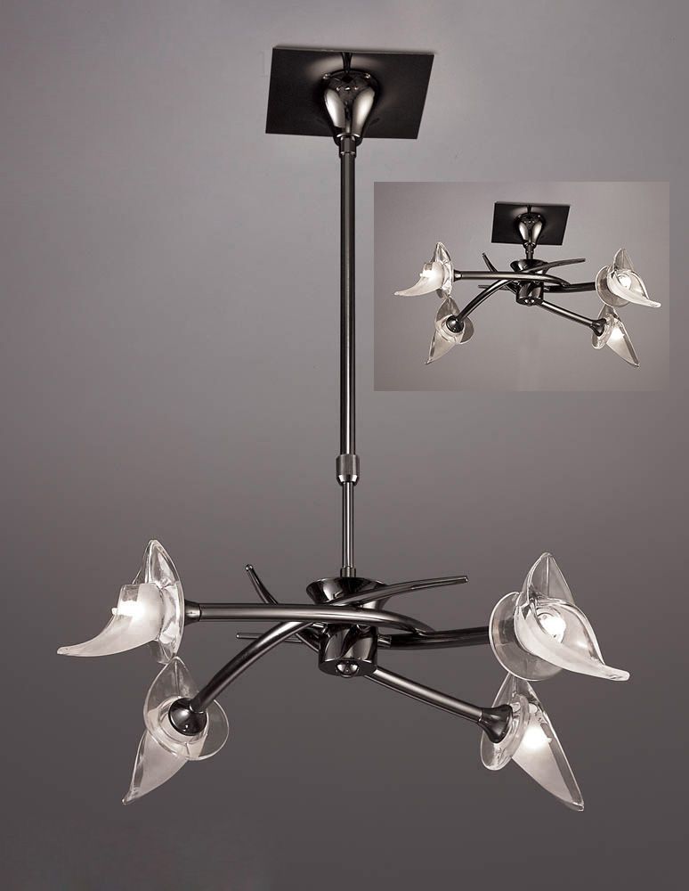 M0302BC Mantra Flavia Pendant 4 Light Round Black Chrome