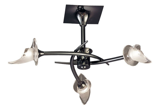 M0306BC Mantra Flavia Semi Flush Ceiling 3 Light Round Black Chrome