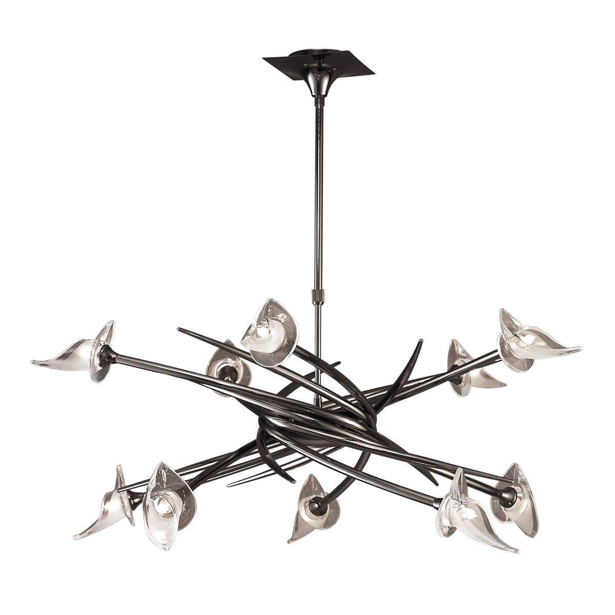 M0312BC Mantra Flavia Pendant Fitting Round 10 Light Black Chrome