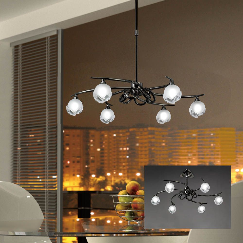 M0801BC Mantra Fragma Telescopic Semi Flush Convertible 6 Light G9 Black Chrome