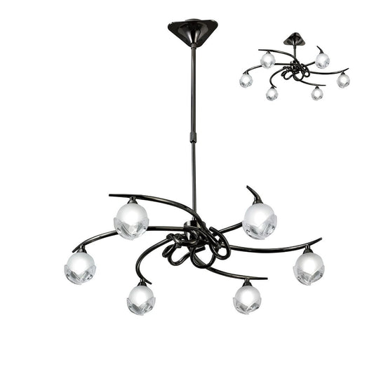 M0801BC Mantra Fragma Telescopic Semi Flush Convertible 6 Light G9 Black Chrome