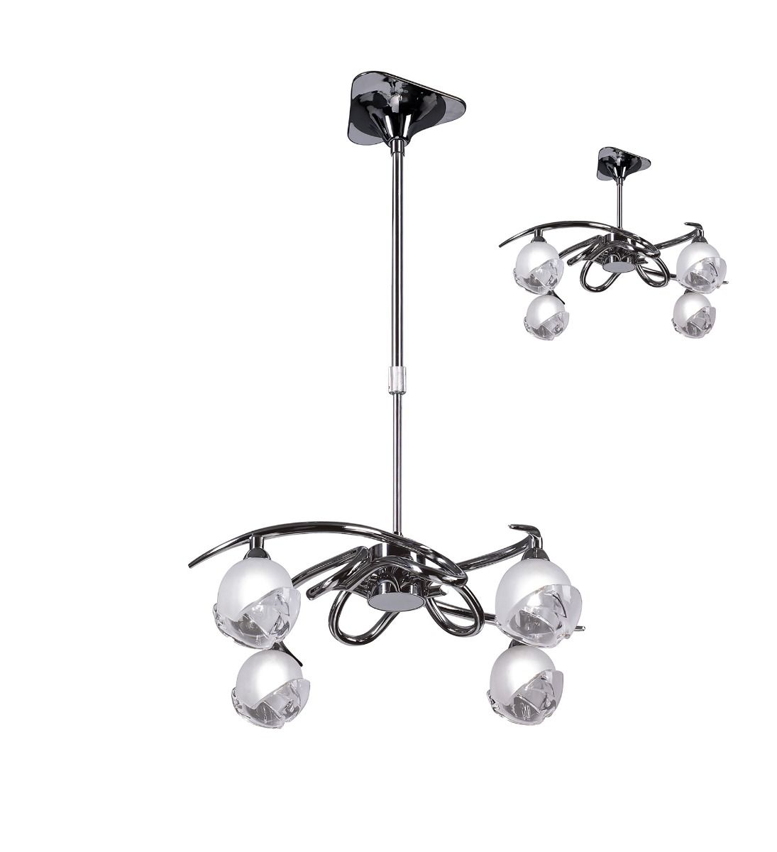 M0802 Mantra Fragma Telescopic Semi Flush Convertible 4 Light G9 Polished Chrome