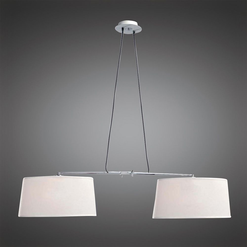 M5306 Mantra Habana Pendant 2 Light Adjustable Body Without Shade E27 Matt White Polished Chrome