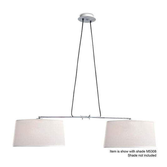 M5306 Mantra Habana Pendant 2 Light Adjustable Body Without Shade E27 Matt White Polished Chrome