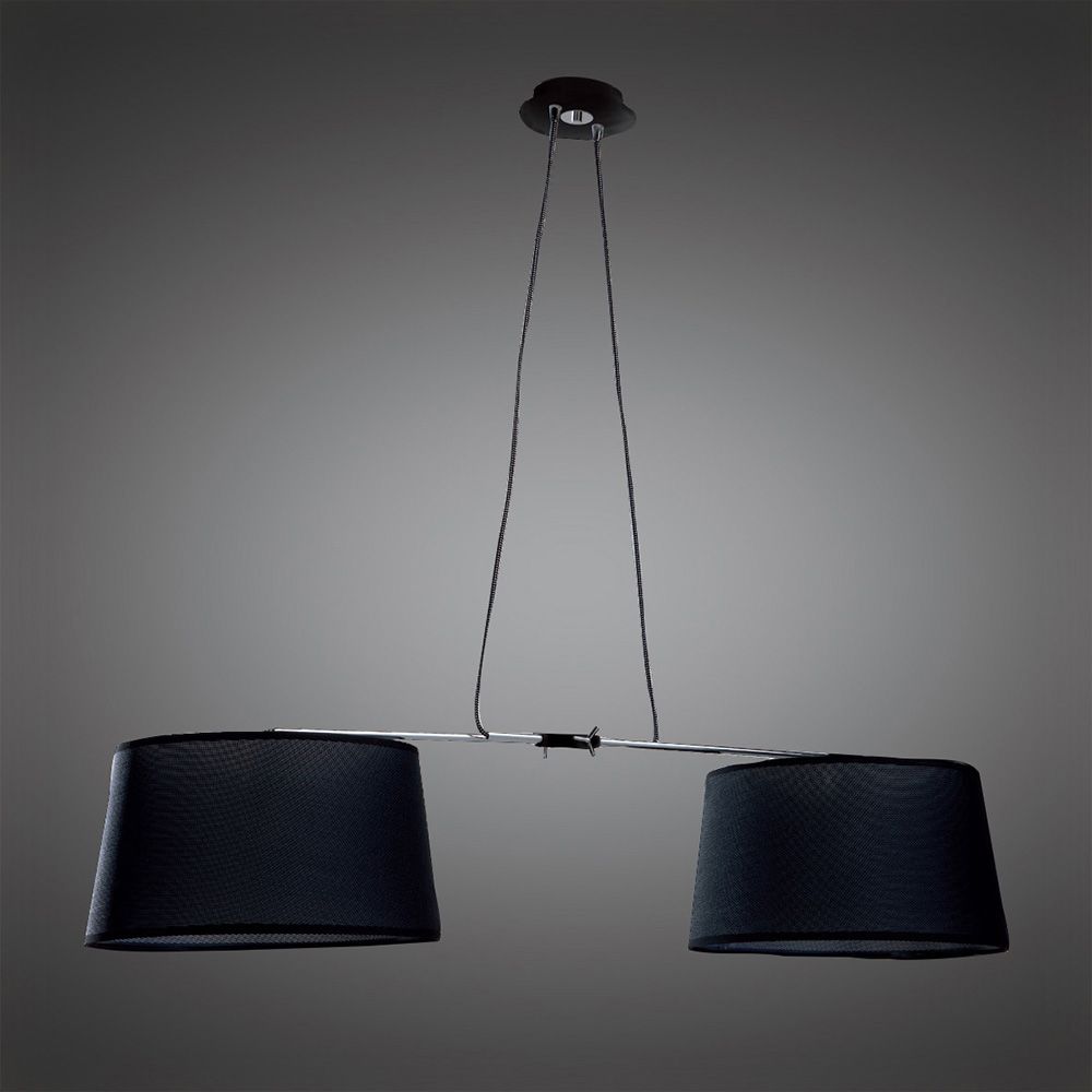 M5307 Mantra Habana Pendant 2 Light Adjustable Body Without Shade E27 Black Polished Chrome