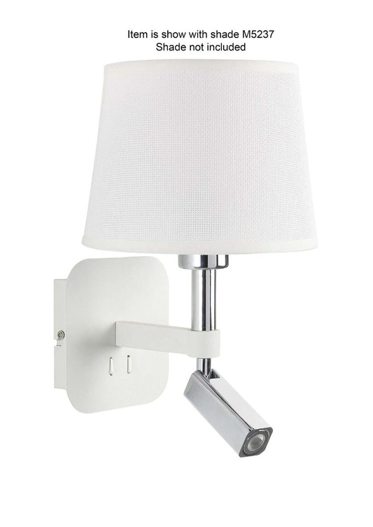 M5316 Mantra Habana Wall Lamp 1 Light Without Shade E27 Reading Light 3W LED 3000K 200lm Matt White Polished Chrome