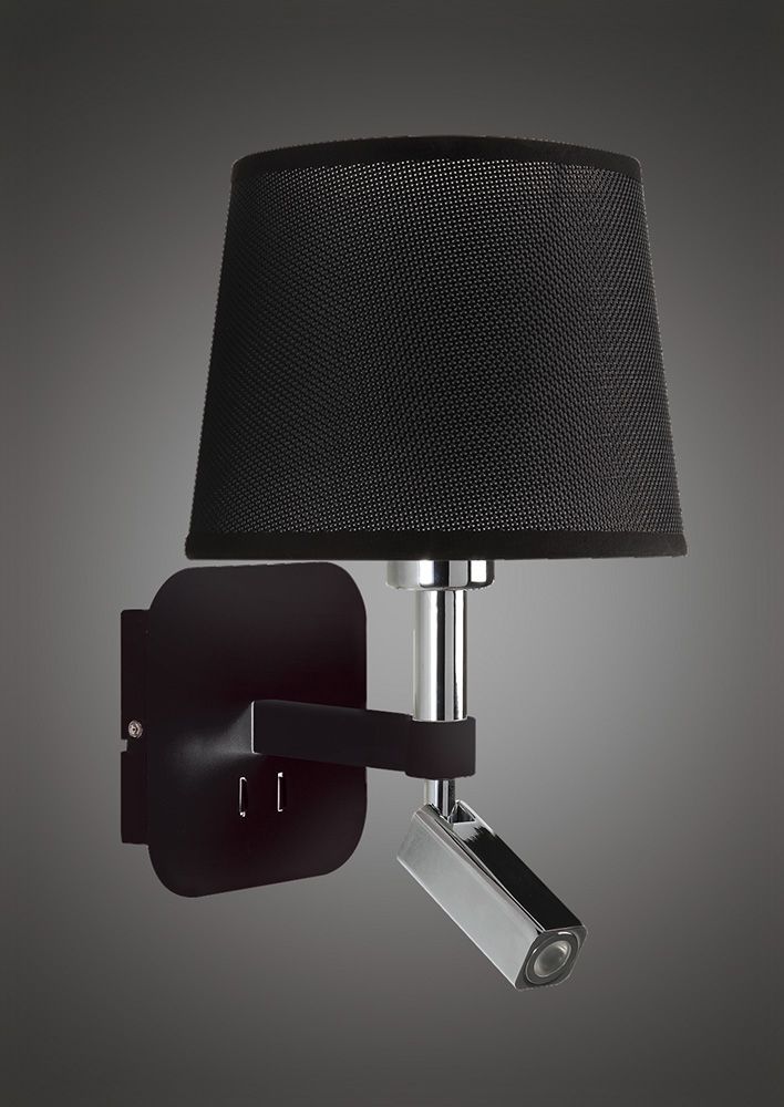 M5317 Mantra Habana Wall Lamp 1 Light Without Shade E27 Reading Light 3W LED Black Polished Chrome 3000K 200lm