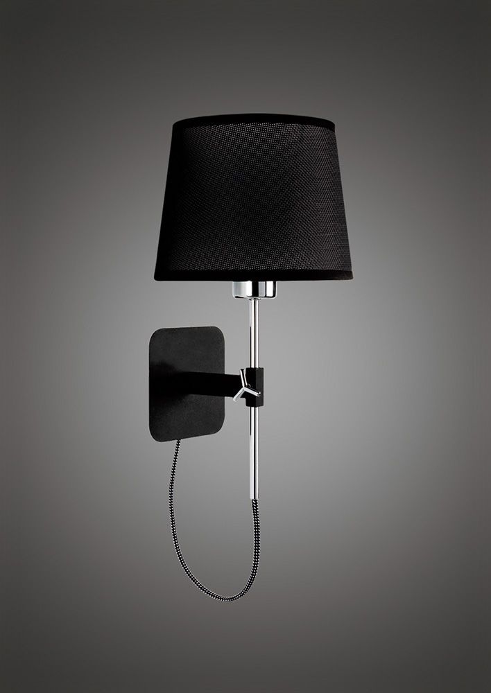M5319 Mantra Habana Wall Lamp Telescopic Without Shade 1 Light E27 Black Polished Chrome