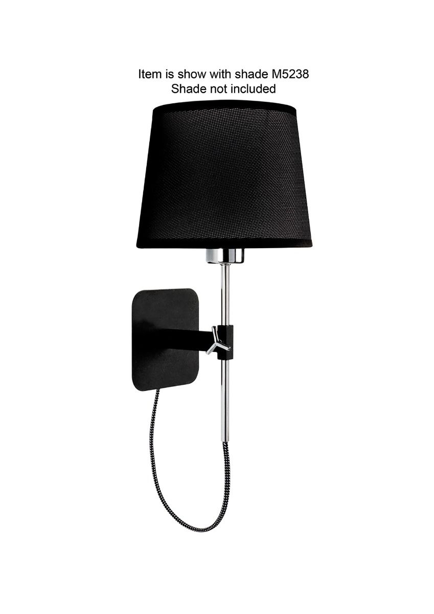 M5319 Mantra Habana Wall Lamp Telescopic Without Shade 1 Light E27 Black Polished Chrome