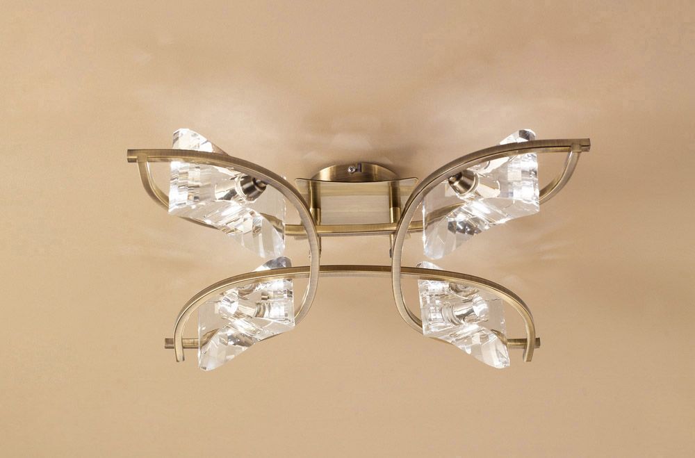 M0883AB Mantra Kromo 4 Light Semi-Flush Ceiling Fitting G9 Antique Brass