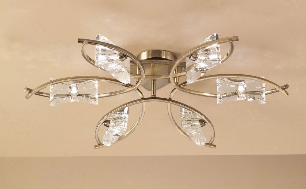M0886AB Mantra Kromo 6 Light Semi-Flush Ceiling Fitting G9 Antique Brass