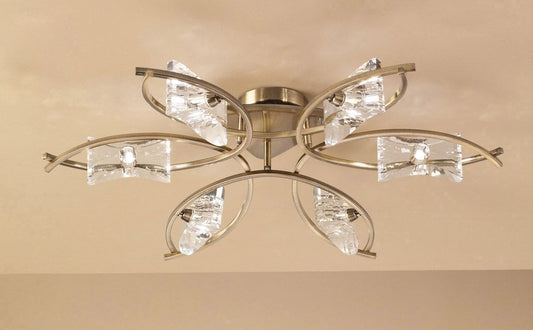 M0886AB Mantra Kromo 6 Light Semi-Flush Ceiling Fitting G9 Antique Brass