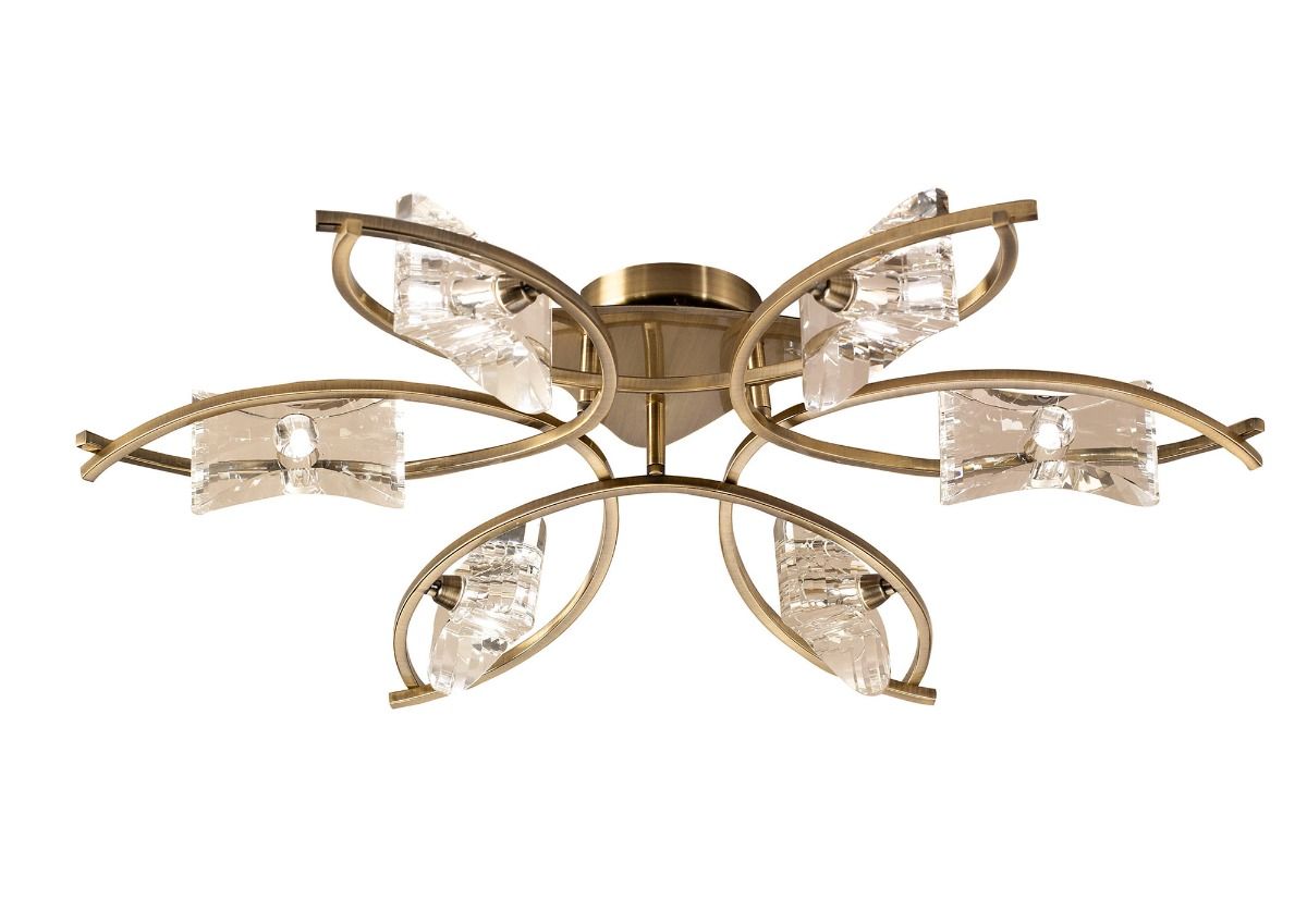 M0886AB Mantra Kromo 6 Light Semi-Flush Ceiling Fitting G9 Antique Brass