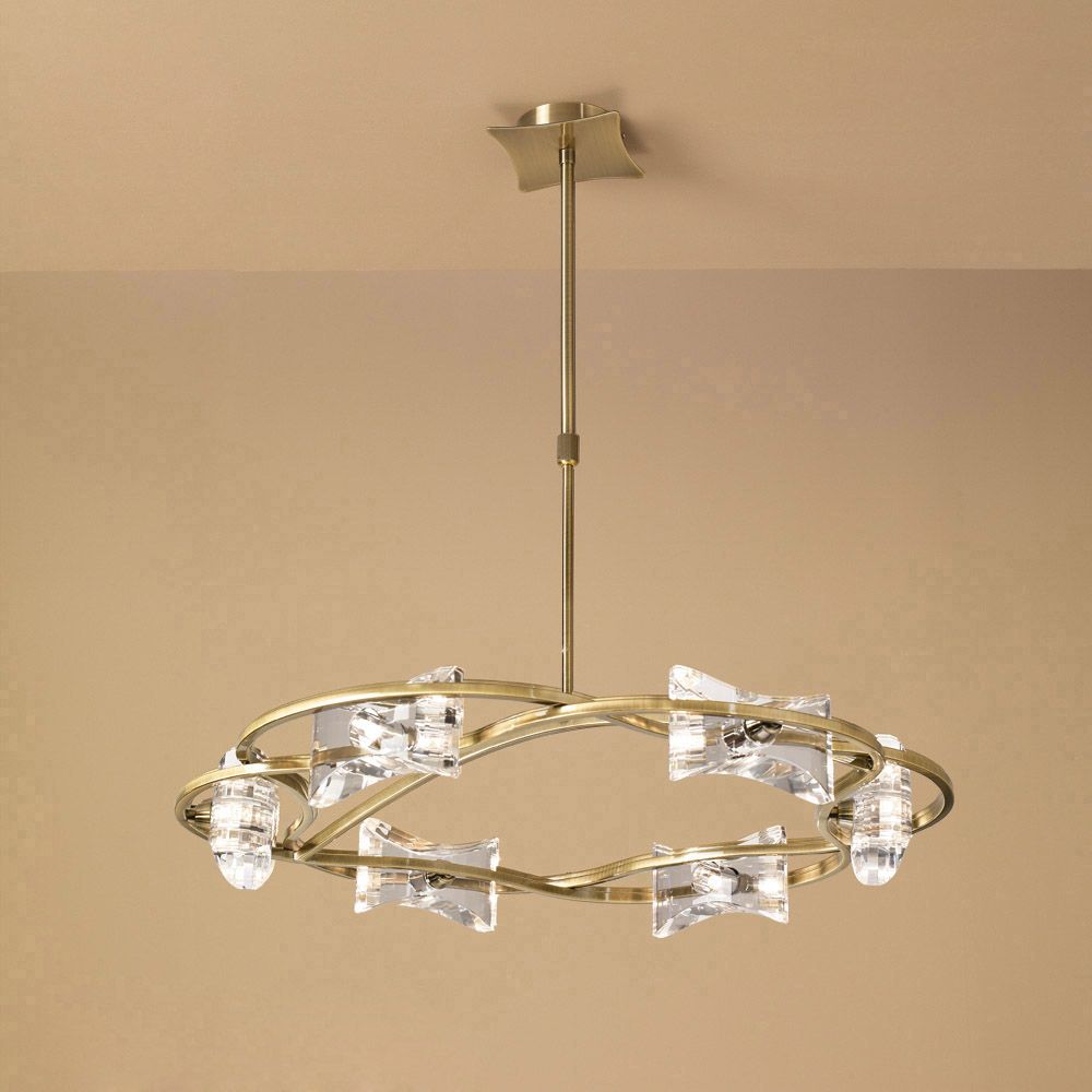M0887AB Mantra Kromo Telescopic 6 Light Ceiling Fitting Antique Brass