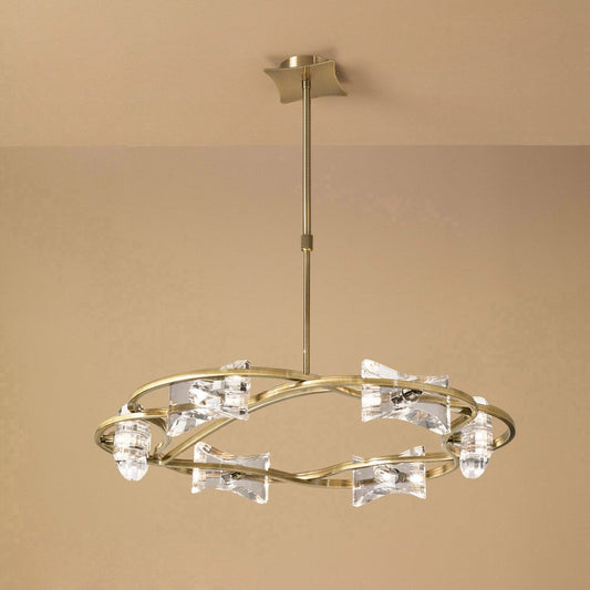 M0887AB Mantra Kromo Telescopic 6 Light Ceiling Fitting Antique Brass