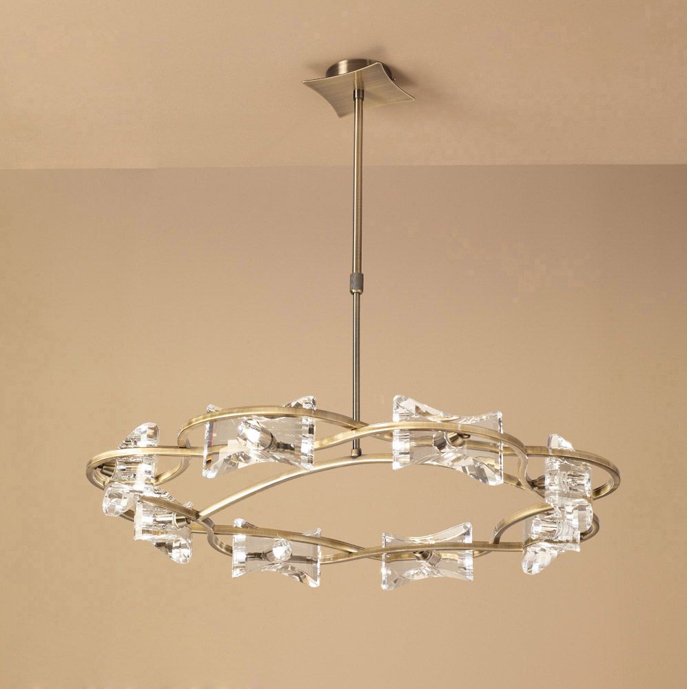 M0888AB Mantra Kromo Telescopic 8 Light Ceiling Fitting Antique Brass
