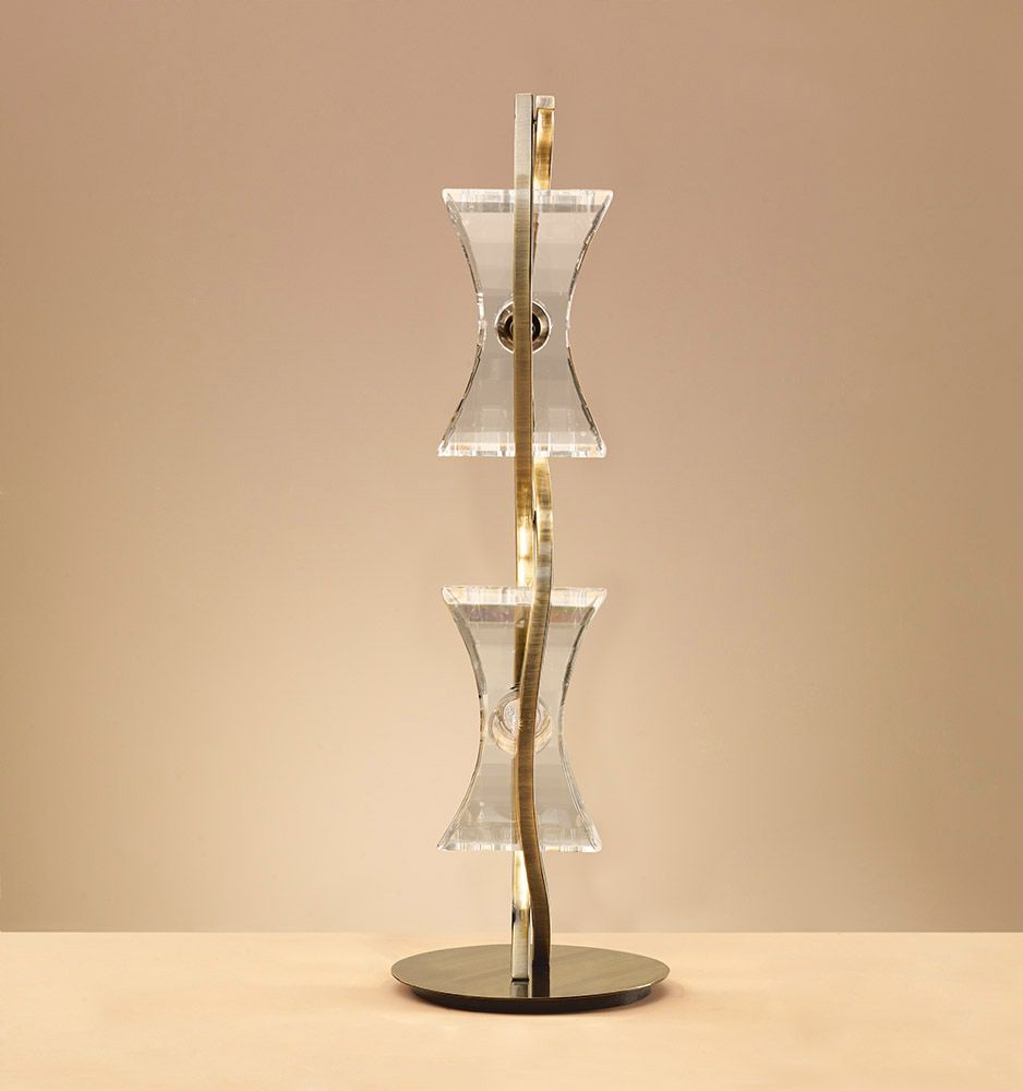 M0896AB Mantra Kromo Table Lamp 2 Light G9 Looped Frame Antique Brass